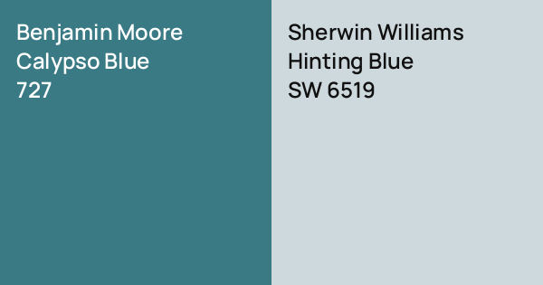 Benjamin Moore Calypso Blue vs. Sherwin Williams Hinting Blue comparison