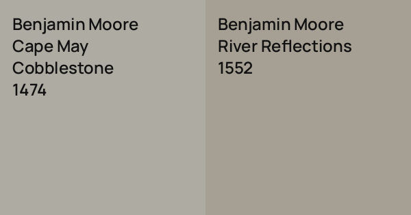 Benjamin Moore Cape May Cobblestone vs. Benjamin Moore River ...