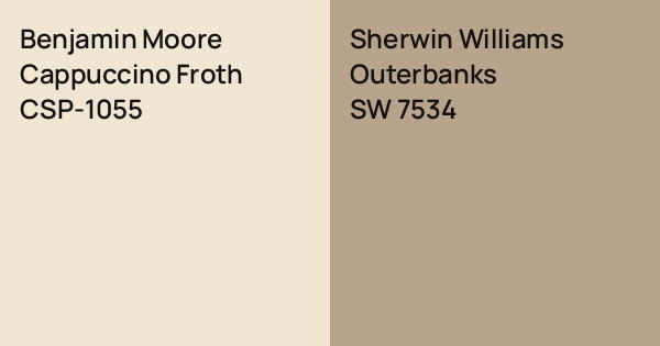 Benjamin Moore Cappuccino Froth vs. Sherwin Williams Outerbanks comparison