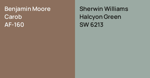 Benjamin Moore Carob vs. Sherwin Williams Halcyon Green comparison