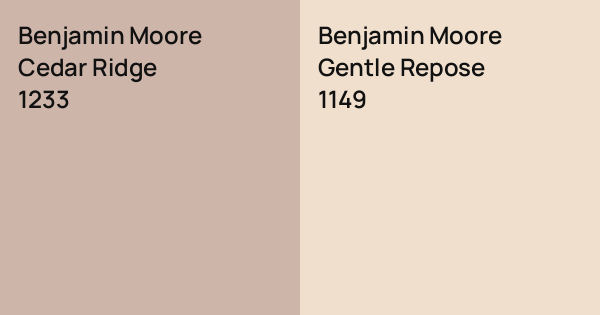 Benjamin Moore Cedar Ridge vs. Benjamin Moore Gentle Repose comparison