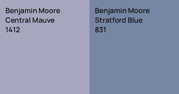 Benjamin Moore Central Mauve vs. Benjamin Moore Stratford Blue comparison