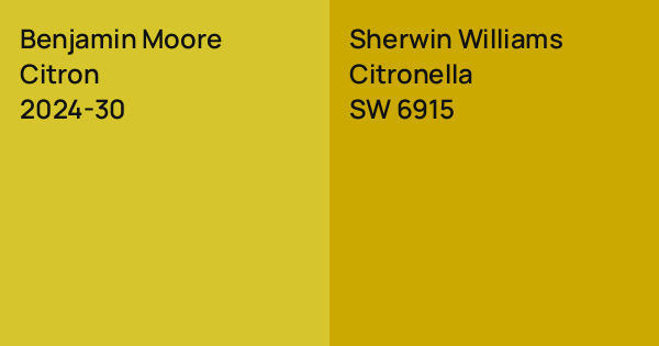 Benjamin Moore Citron vs. Sherwin Williams Citronella comparison