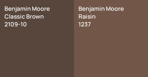 Benjamin Moore Classic Brown vs. Benjamin Moore Raisin comparison