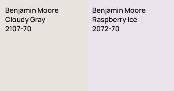 Benjamin Moore Cloudy Gray vs. Benjamin Moore Raspberry Ice comparison