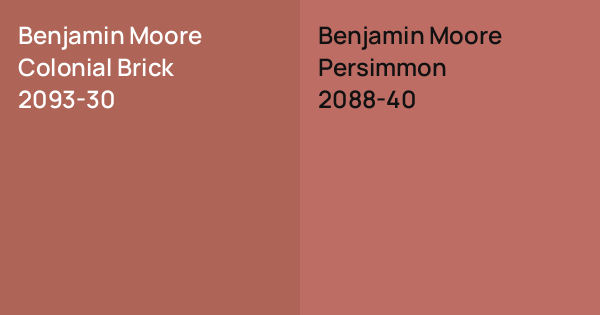 Benjamin Moore Colonial Brick vs. Benjamin Moore Persimmon comparison