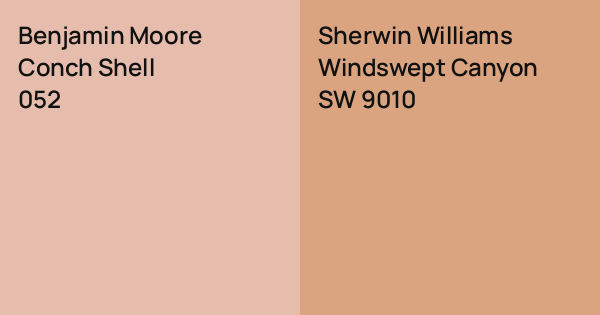 Benjamin Moore Conch Shell vs. Sherwin Williams Windswept Canyon comparison