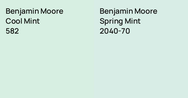 Benjamin Moore Cool Mint vs. Benjamin Moore Spring Mint comparison