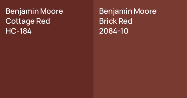 Benjamin Moore Cottage Red vs. Benjamin Moore Brick Red comparison