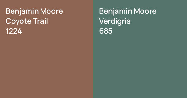 Benjamin Moore Coyote Trail vs. Benjamin Moore Verdigris comparison