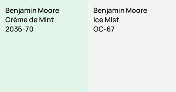 Benjamin Moore Crème de Mint vs. Benjamin Moore Ice Mist comparison