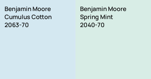 Benjamin Moore Cumulus Cotton vs. Benjamin Moore Spring Mint comparison