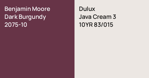 Benjamin Moore Dark Burgundy vs. Dulux Java Cream 3 comparison