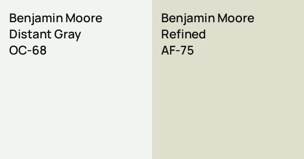 Benjamin Moore Distant Gray vs. Benjamin Moore Refined comparison