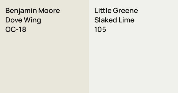 Benjamin Moore Dove Wing vs. Little Greene Slaked Lime comparison