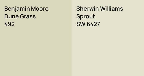 Sw Sprout Benjamin Moore Dune Grass vs. Sherwin Williams Sprout comparison