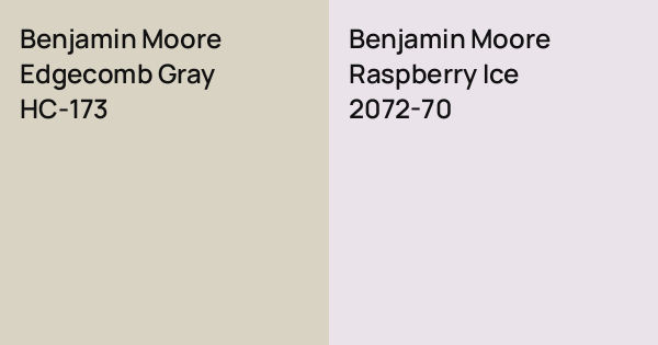 Benjamin Moore Edgecomb Gray vs. Benjamin Moore Raspberry Ice comparison