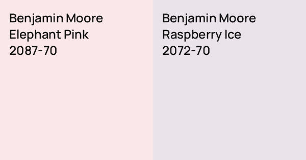 Benjamin Moore Elephant Pink vs. Benjamin Moore Raspberry Ice comparison