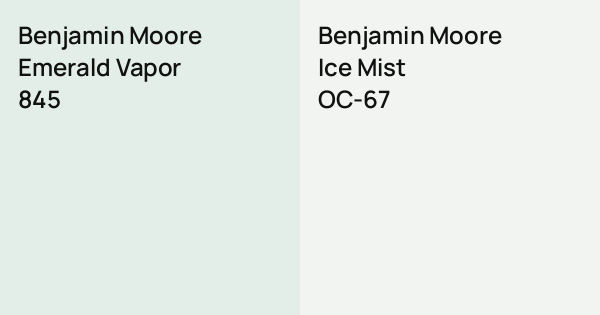 Benjamin Moore Emerald Vapor vs. Benjamin Moore Ice Mist comparison