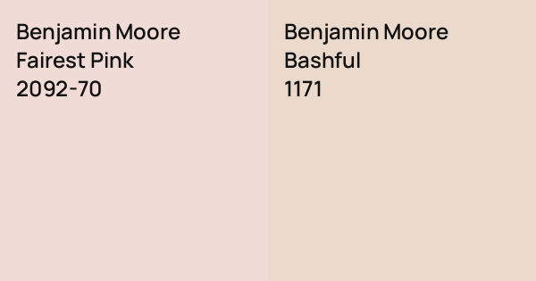 Benjamin Moore Fairest Pink vs. Benjamin Moore Bashful comparison