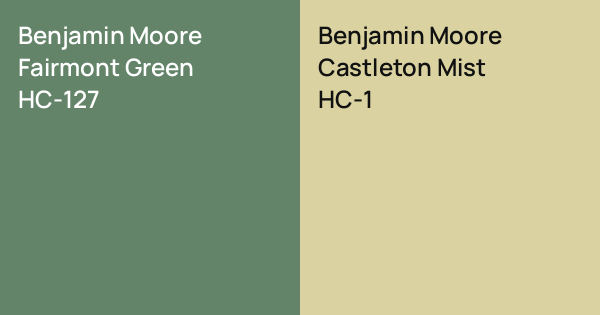 Castleton Green Variations Benjamin Moore Fairmont Green vs. Benjamin Moore Castleton Mist comparison