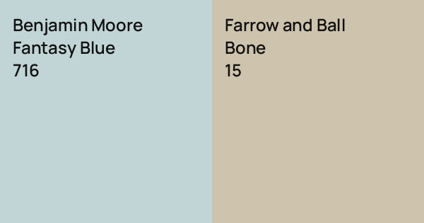 Feanor Blue Benjamin Moore Fantasy Blue vs. Farrow and Ball Bone comparison