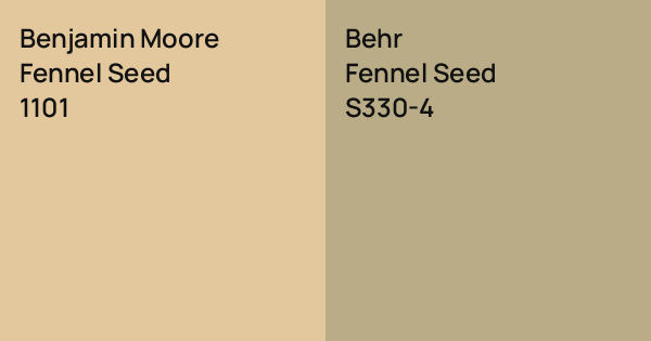 Benjamin Moore Fennel Seed vs. Behr Fennel Seed comparison