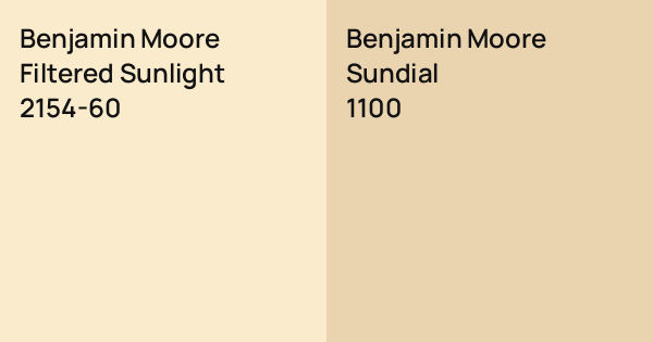 Benjamin Moore Filtered Sunlight vs. Benjamin Moore Sundial comparison