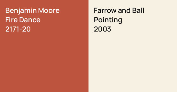 Benjamin Moore Fire Dance vs. Farrow and Ball Pointing comparison