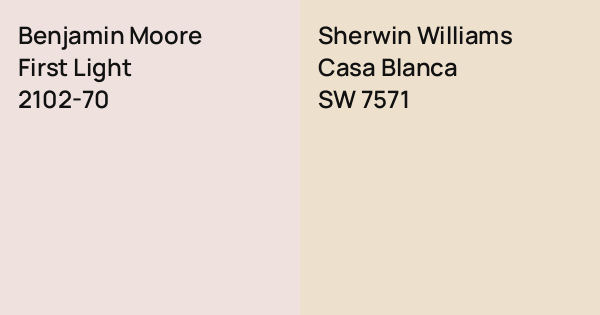 Benjamin Moore First Light vs. Sherwin Williams Casa Blanca comparison
