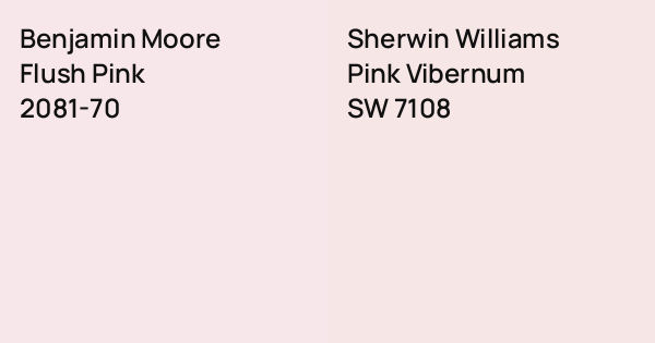 Benjamin Moore Flush Pink vs. Sherwin Williams Pink Vibernum comparison