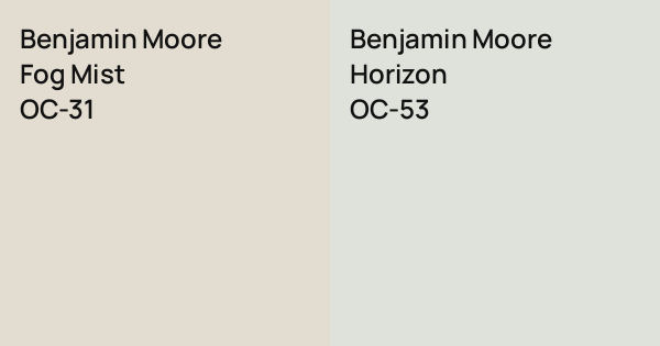 Benjamin Moore Fog Mist vs. Benjamin Moore Horizon comparison