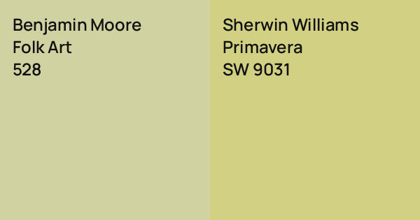 Benjamin Moore Folk Art vs. Sherwin Williams Primavera comparison