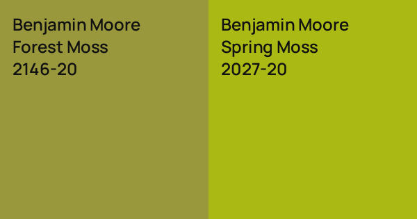Benjamin Moore Forest Moss vs. Benjamin Moore Spring Moss comparison