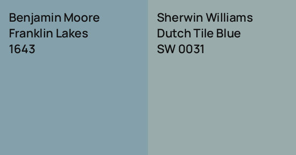 Benjamin Moore Franklin Lakes vs. Sherwin Williams Dutch Tile Blue ...
