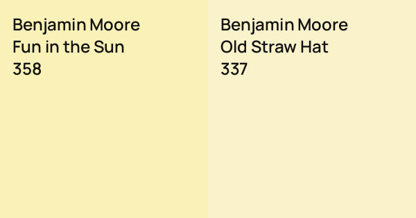 Benjamin Moore Fun in the Sun vs. Benjamin Moore Old Straw Hat comparison