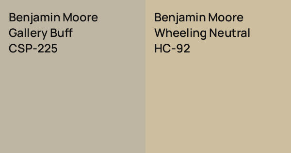 Benjamin Moore Gallery Buff vs. Benjamin Moore Wheeling Neutral comparison