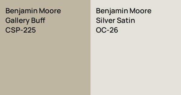 Benjamin Moore Gallery Buff vs. Benjamin Moore Silver Satin comparison