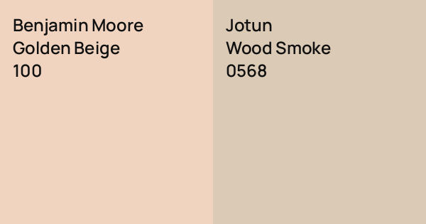 Benjamin Moore Golden Beige vs. Jotun Wood Smoke comparison