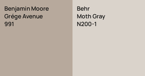 Benjamin Moore Grége Avenue vs. Behr Moth Gray comparison