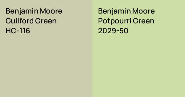 Potpuri Color Benjamin Moore Guilford Green vs. Benjamin Moore Potpourri Green comparison