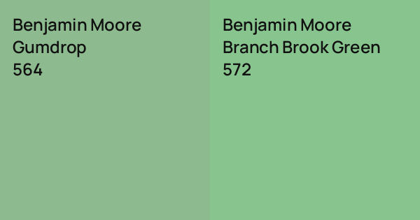 Benjamin Moore Gumdrop vs. Benjamin Moore Branch Brook Green comparison