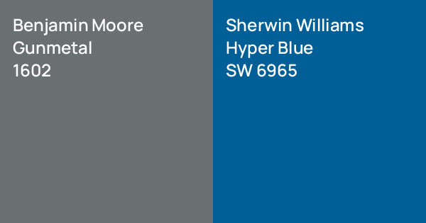Benjamin Moore Gunmetal vs. Sherwin Williams Hyper Blue comparison