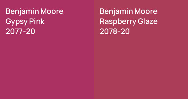 Pink Raspberry Benjamin Moore Benjamin Moore Gypsy Pink vs. Benjamin Moore Raspberry Glaze comparison