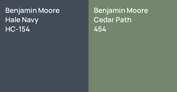 Benjamin Moore Hale Navy vs. Benjamin Moore Cedar Path comparison