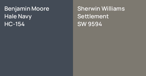 Benjamin Moore Hale Navy vs. Sherwin Williams Settlement comparison