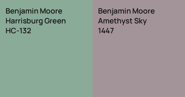 Sky Color Scale Benjamin Moore Harrisburg Green vs. Benjamin Moore Amethyst Sky comparison