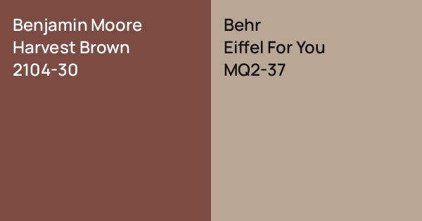 Benjamin Moore Harvest Brown vs. Behr Eiffel For You comparison