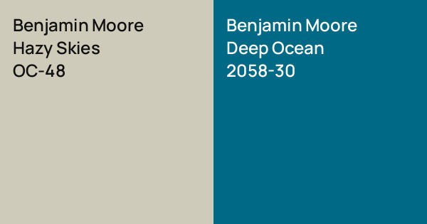 Benjamin Moore Hazy Skies vs. Benjamin Moore Deep Ocean comparison