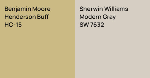 Benjamin Moore Henderson Buff vs. Sherwin Williams Modern Gray comparison